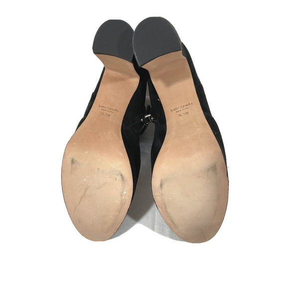 Kate Spade Barrett Ankle Booties Logo Black Suede Side Zip - Picture 8 of 11